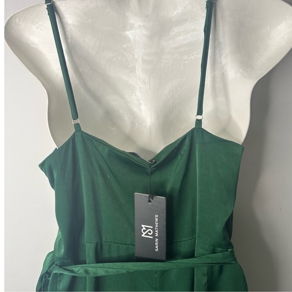 Sarin Mathew’s | Dark Green Satin Effect Wrap MIDI Dress Medium - Picture 2 of 10